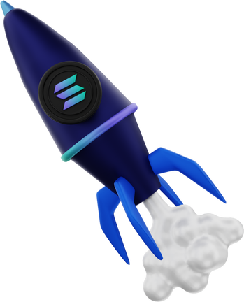 3d illustration, solana crypto coin rising on a rocket